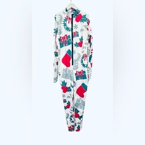 US Women's Full Jumpsuit Striped Christmas Candy Cane Costume One-piece Bodysuit